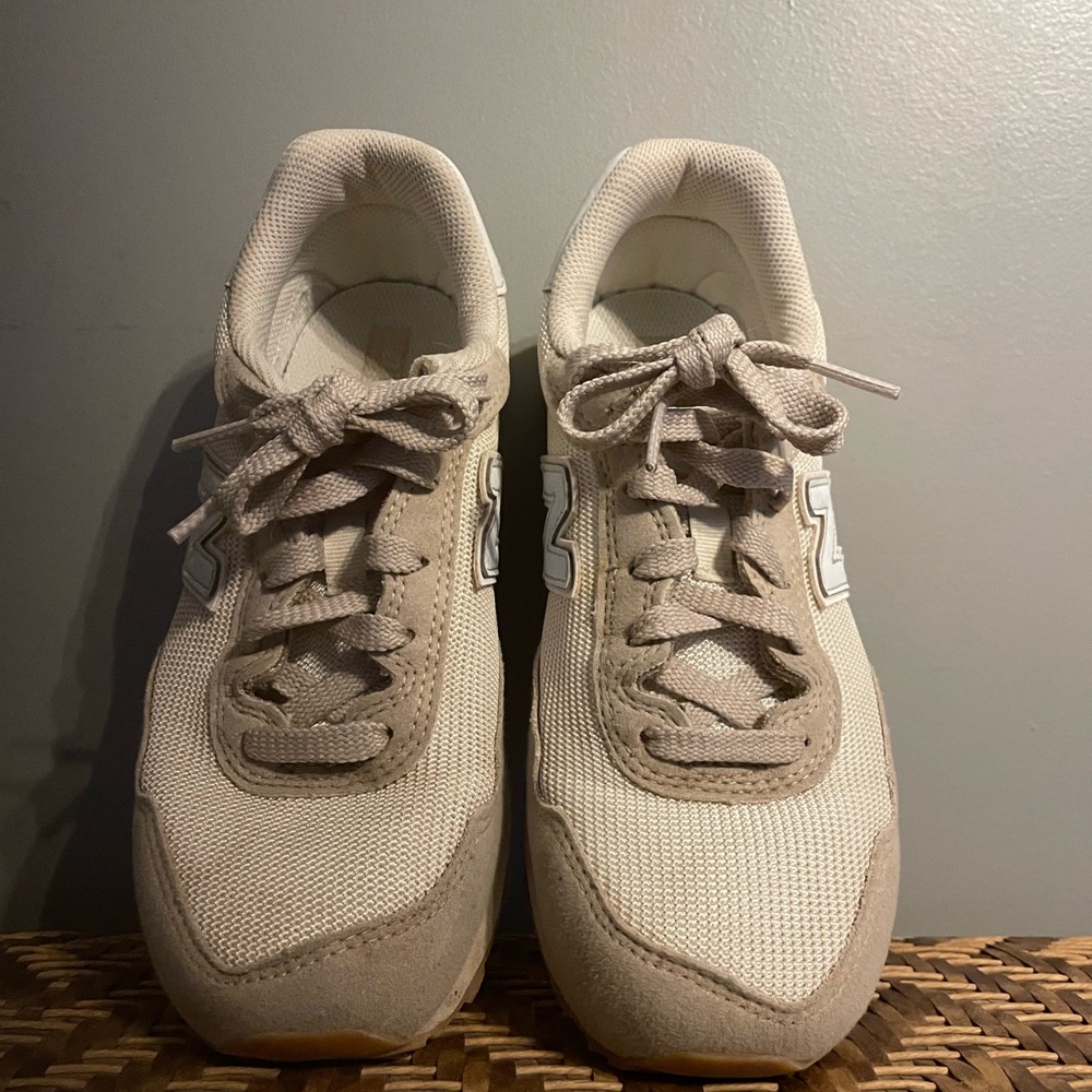 Little Kids New Balance 515 Cream Sneakers with Suede Details